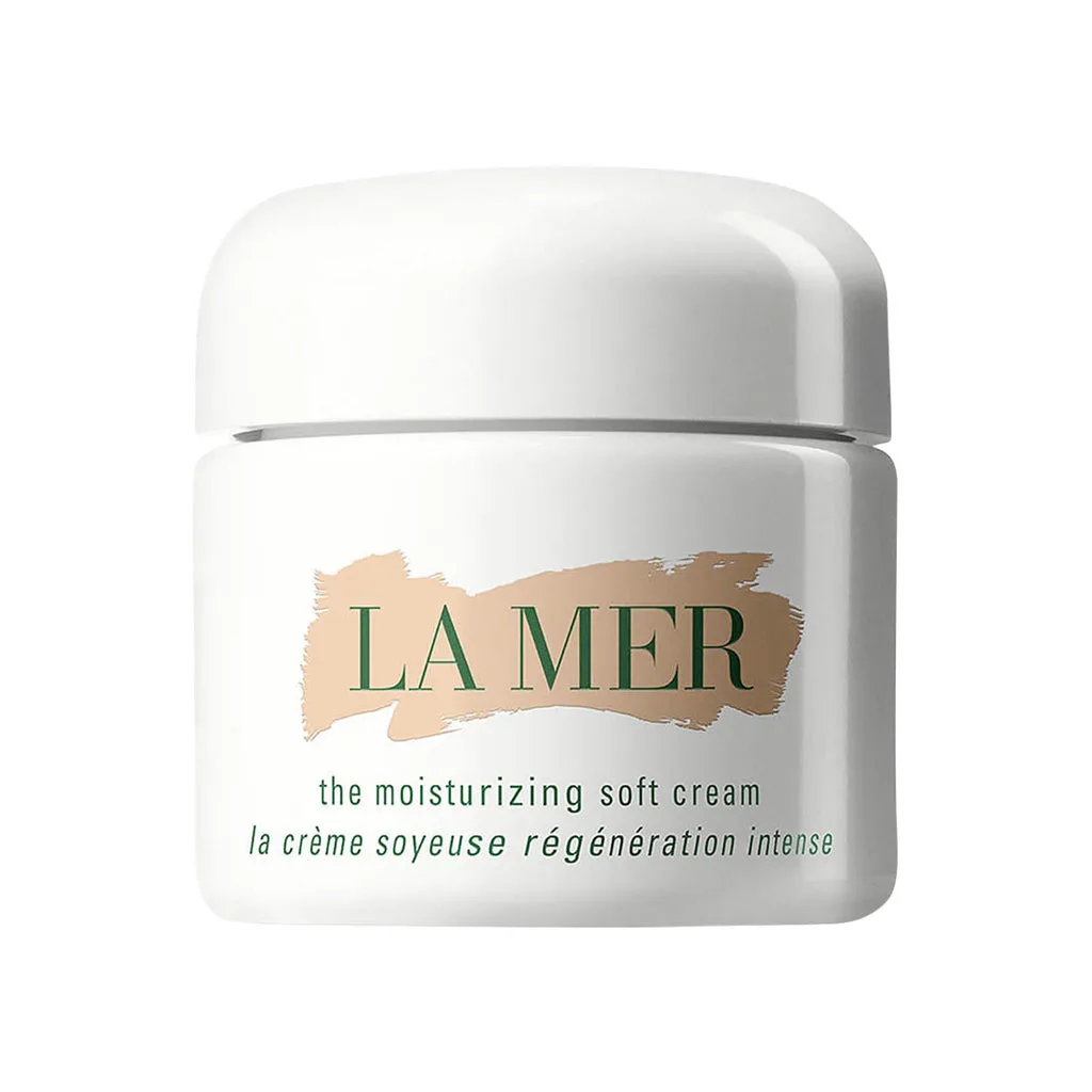 La Mer The Moisturizing Soft Cream in a frosted glass jar with silver lid