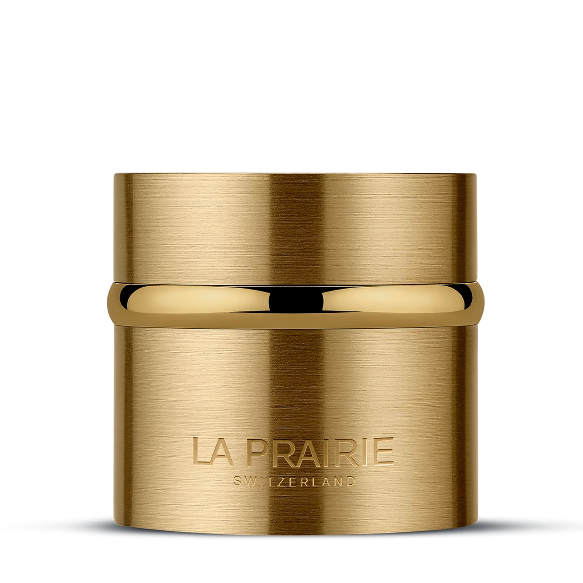 La Prairie Pure Gold Radiance Cream in gilded jar with golden spatula