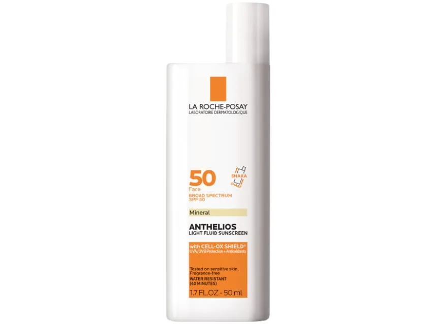La Roche-Posay Anthelios Mineral Ultra-Light Sunscreen Fluid SPF 50 bottle on white background