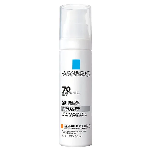 La Roche-Posay Anthelios UV Correct Daily Anti-Aging Face Sunscreen SPF 70 white tube