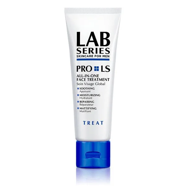 Lab Series Pro LS All-in-One Face Treatment gel-cream moisturizer in a charcoal squeeze tube