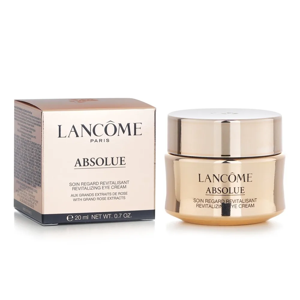 Lancôme Absolue Revitalizing Eye Cream in a glass jar with gold accents