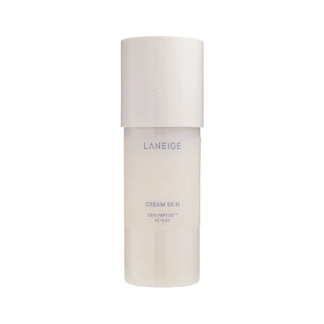 Laneige Cream Skin Cerapeptide Refiner transparent refillable bottle with milky toner