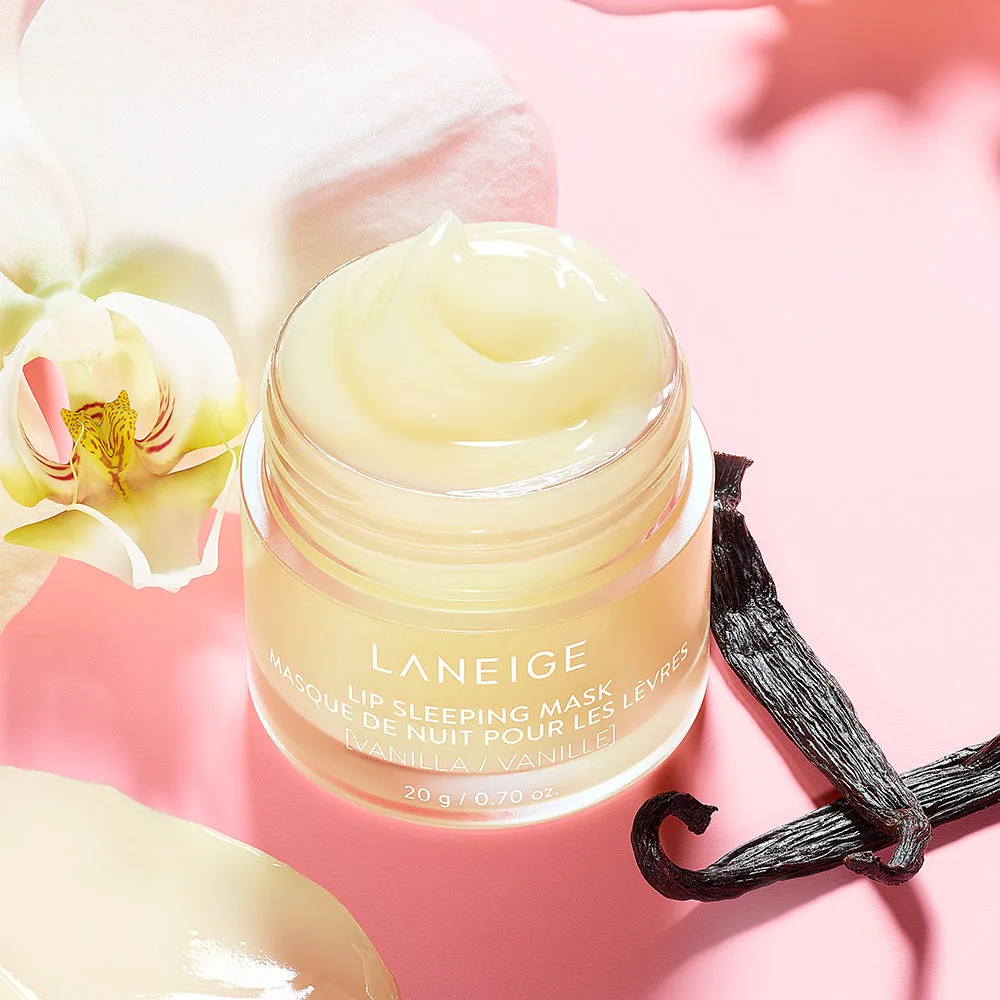 Laneige Lip Sleeping Mask Vanilla in a 20g yellow-labeled jar with lid