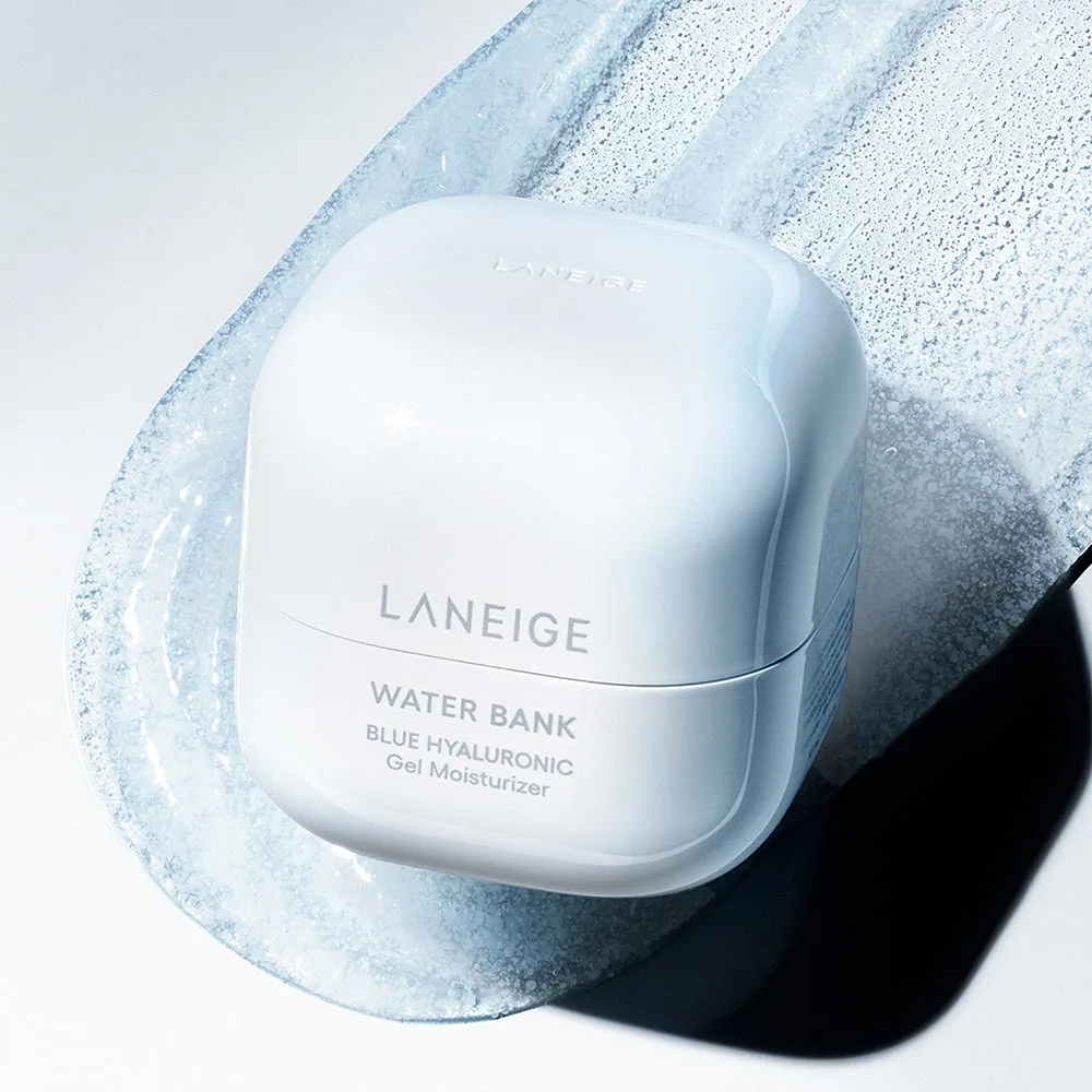 Laneige Water Bank Blue Hyaluronic Gel Moisturizer in a blue refillable jar