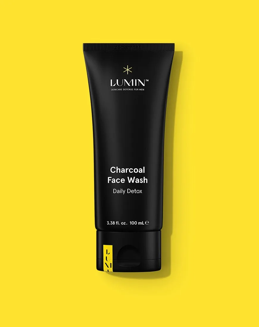 Lumin Charcoal Cleanser face wash in a dark compact tube