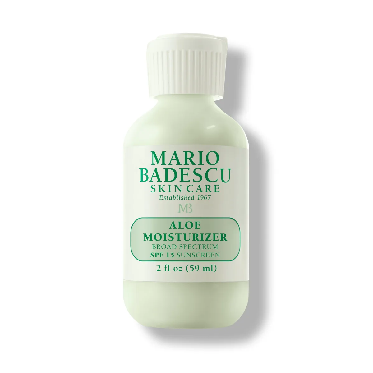Mario Badescu Aloe Moisturizer SPF 15 in a white squeeze tube with green accents