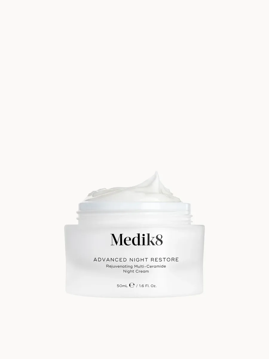 Medik8 Advanced Night Restore Anti-Aging Night Cream jar with ceramide-rich moisturizer
