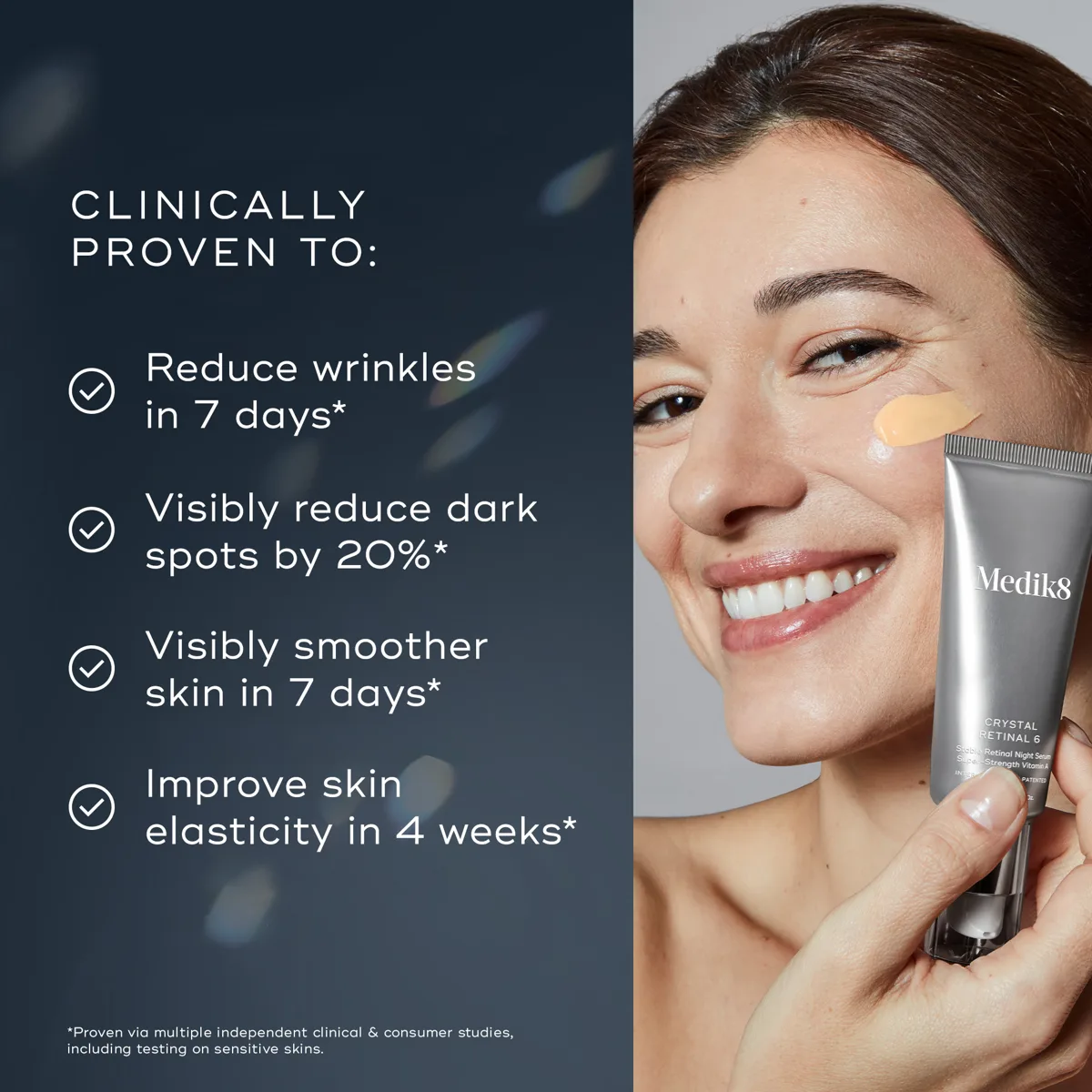 Medik8 Crystal Retinal 10 serum tube with clinical branding