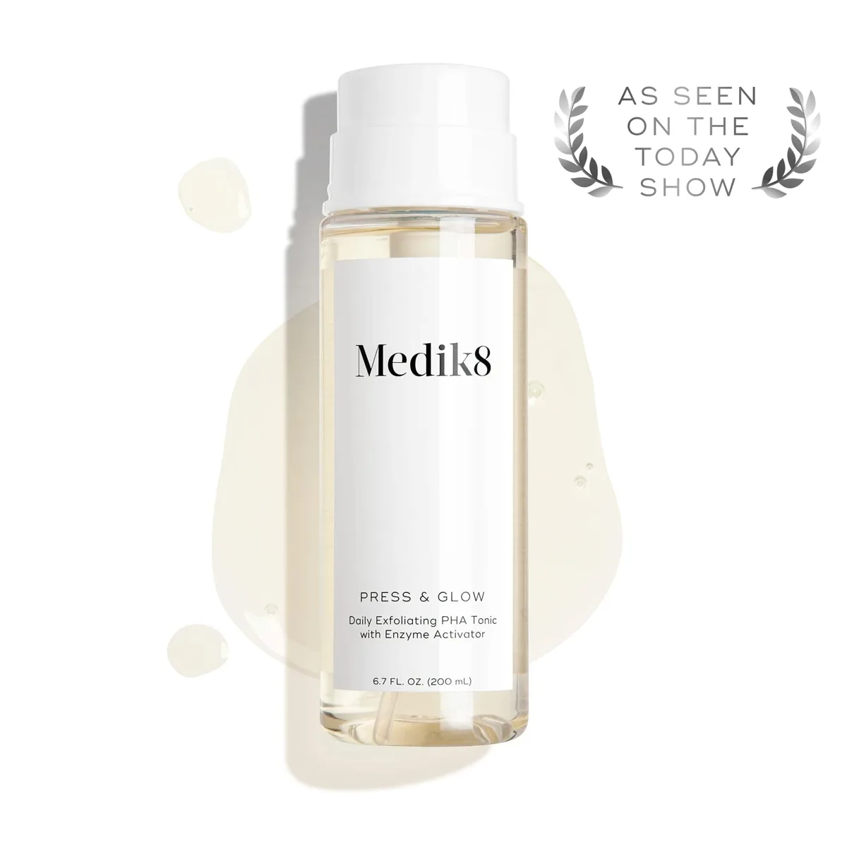 Medik8 Press & Glow PHA Tonic bottle with daily exfoliating polyhydroxy acid toner