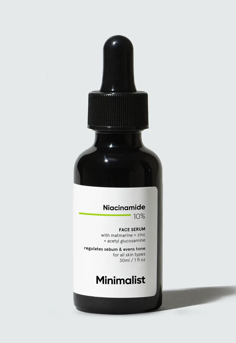 Minimalist 10% Niacinamide Face Serum 30ml amber glass dropper bottle