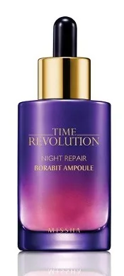 Missha Time Revolution Night Repair Borabit Ampoule purple glass bottle with dropper, 50ml Korean night serum