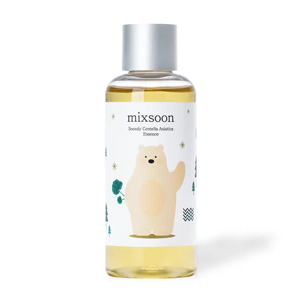 mixsoon Soondy Centella Asiatica Essence glass bottle with Soondy polar bear mascot