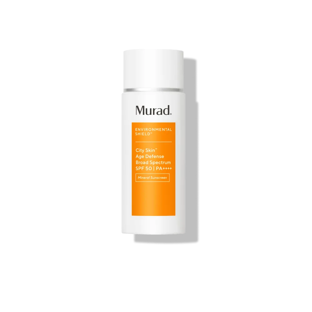 Murad City Skin Age Defense Broad Spectrum SPF 50 PA++++ teal squeeze tube, 50ml mineral sunscreen