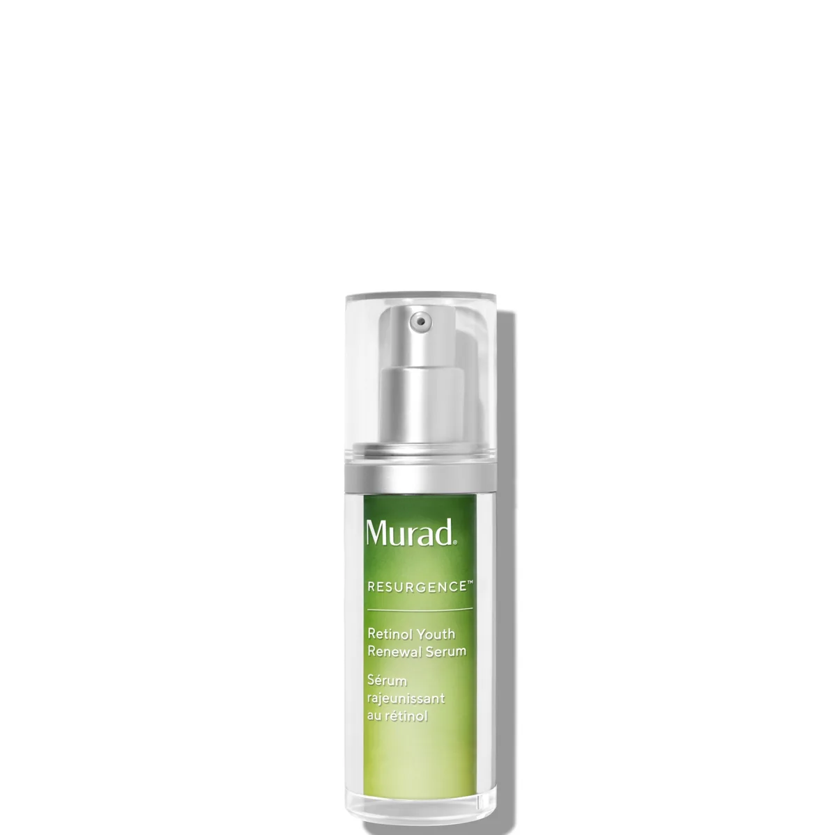 Murad Retinol Youth Renewal Serum in opaque pump bottle with gold and white packaging