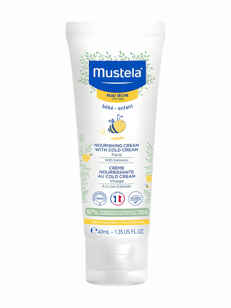 Mustela Nourishing Cream with Cold Cream tube, 1.35 fl oz, rich baby face cream with ceramides and cold cream
