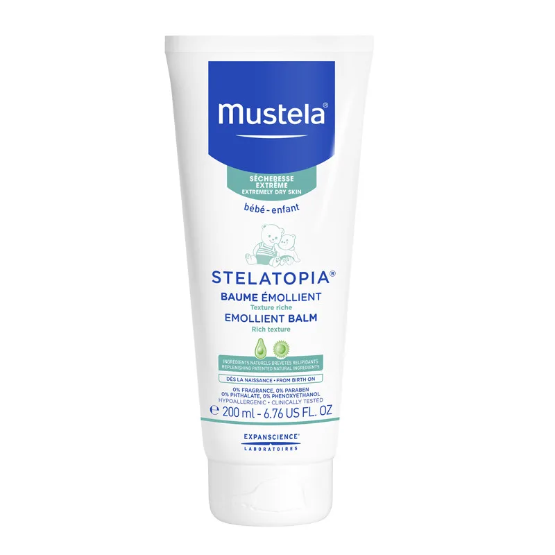 Mustela Stelatopia Emollient Cream tube, 6.76 fl oz, fragrance-free baby eczema cream with ceramides