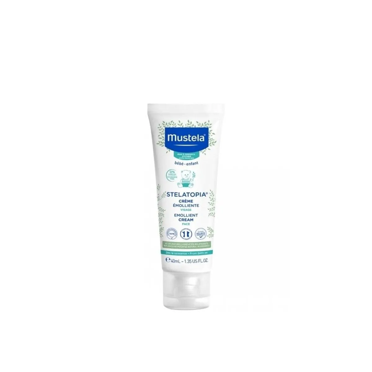 Mustela Stelatopia Emollient Face Cream tube, 1.35 fl oz, fragrance-free baby eczema face cream with ceramides