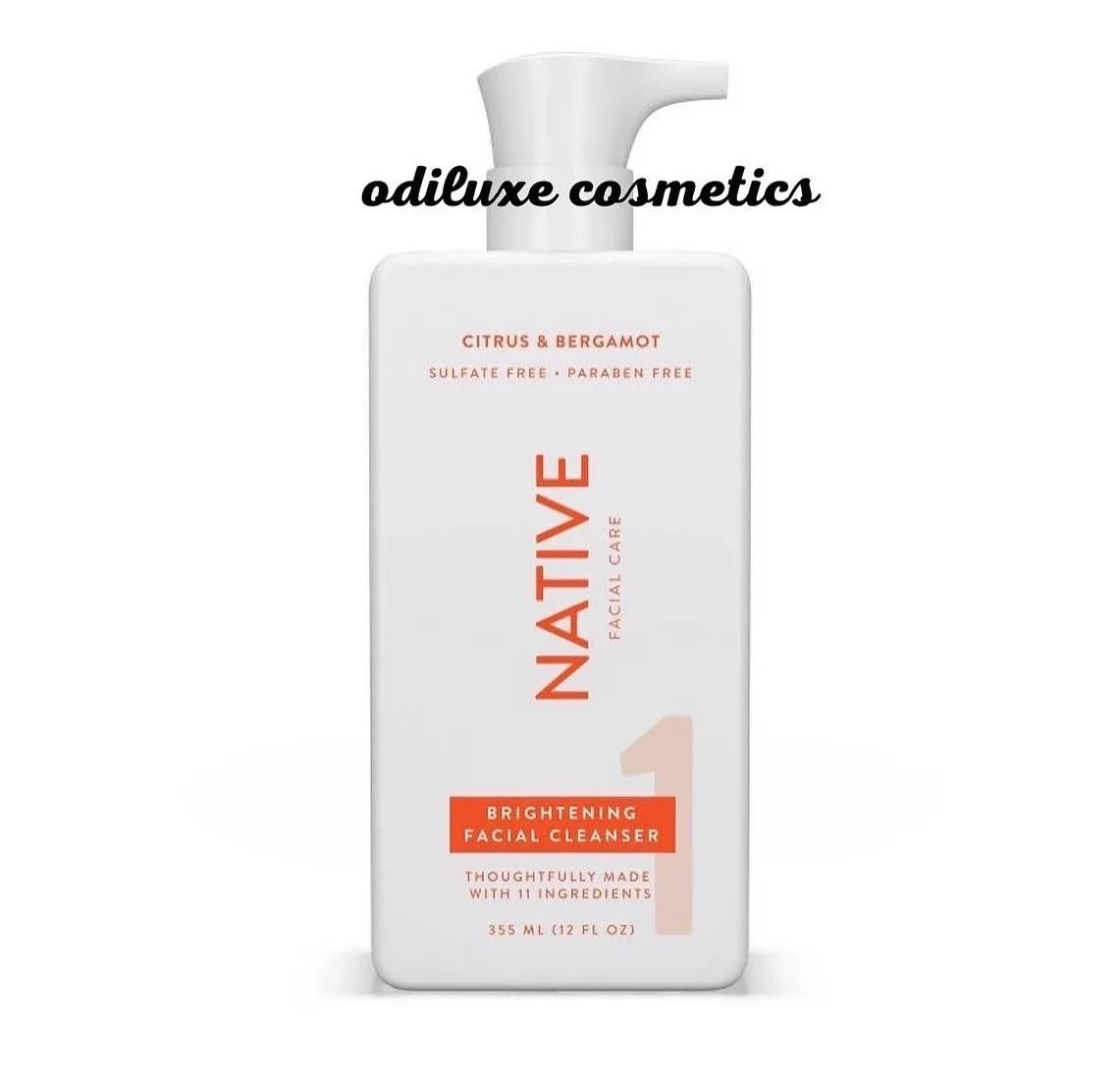 Native Brightening Vitamin C Facial Cleanser bottle, 12 fl oz, citrus and bergamot face wash