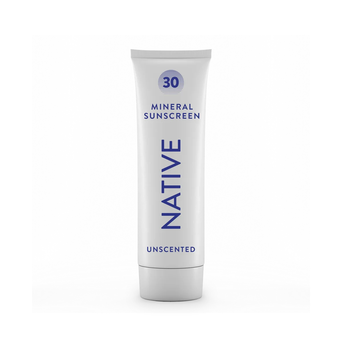 Native Mineral Face Sunscreen SPF 30 white tube with clean minimalist design