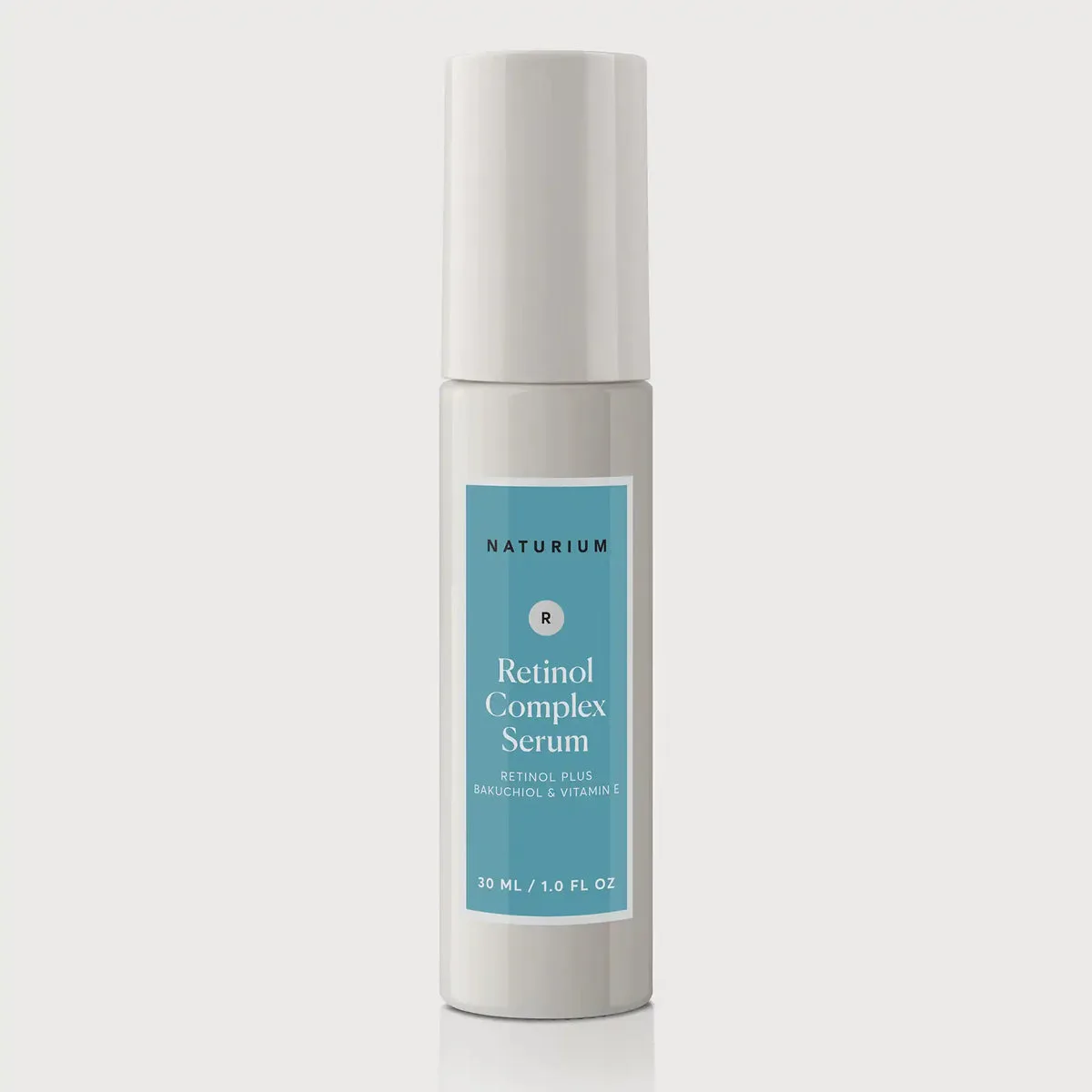 Naturium Retinol Complex Serum dropper bottle with minimalist white and green label