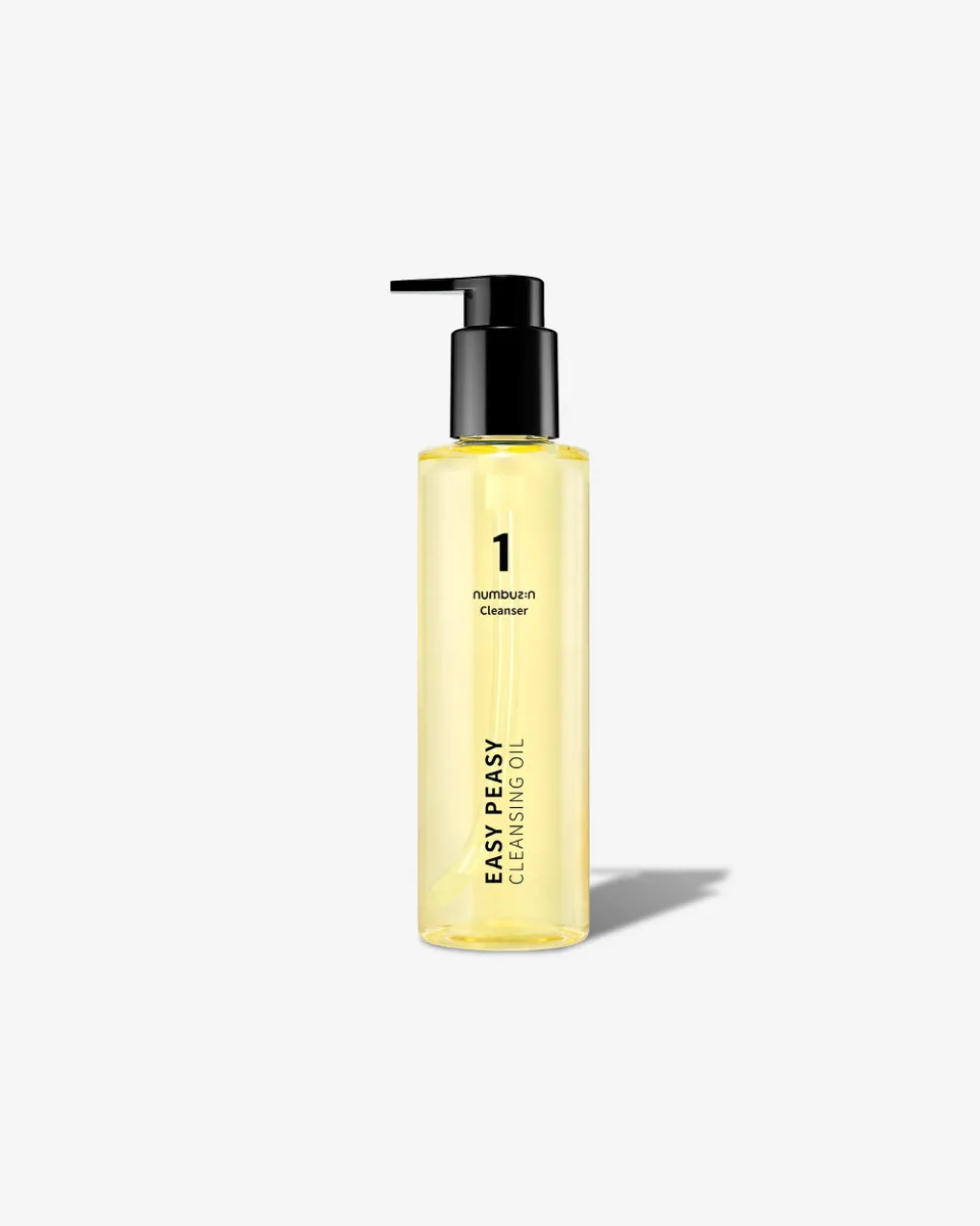 Numbuzin No. 1 Easy Peasy Cleansing Oil pump bottle with green and white label