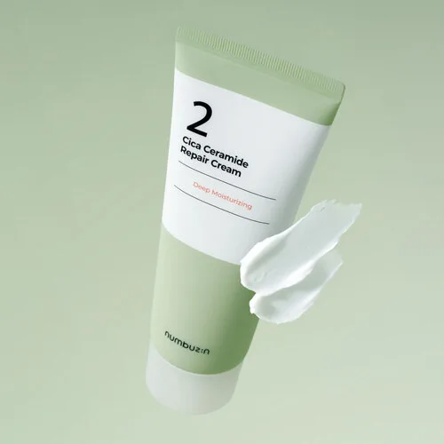 Numbuzin No. 2 Cica Ceramide Repair Cream in a white jar with minimalist numbered label