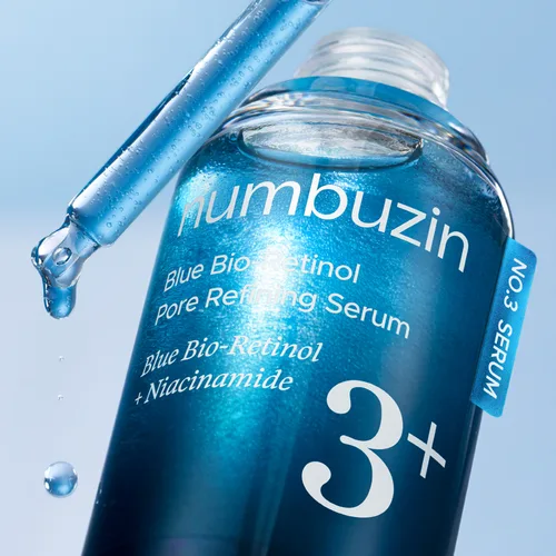Numbuzin No. 3 Blue Bio-Retinol Pore Refining Serum in a frosted glass dropper bottle