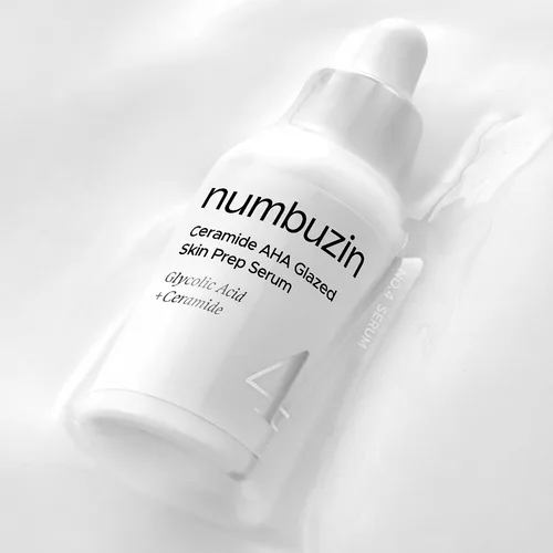 Numbuzin No. 4 Ceramide AHA Glazed Skin Prep Serum in a glass dropper bottle