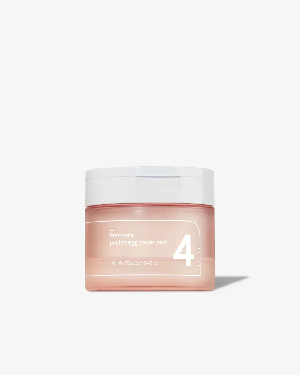 Numbuzin No. 4 Pore Zero Peeled Egg Toner Pad jar with 70 dual-sided exfoliating pads