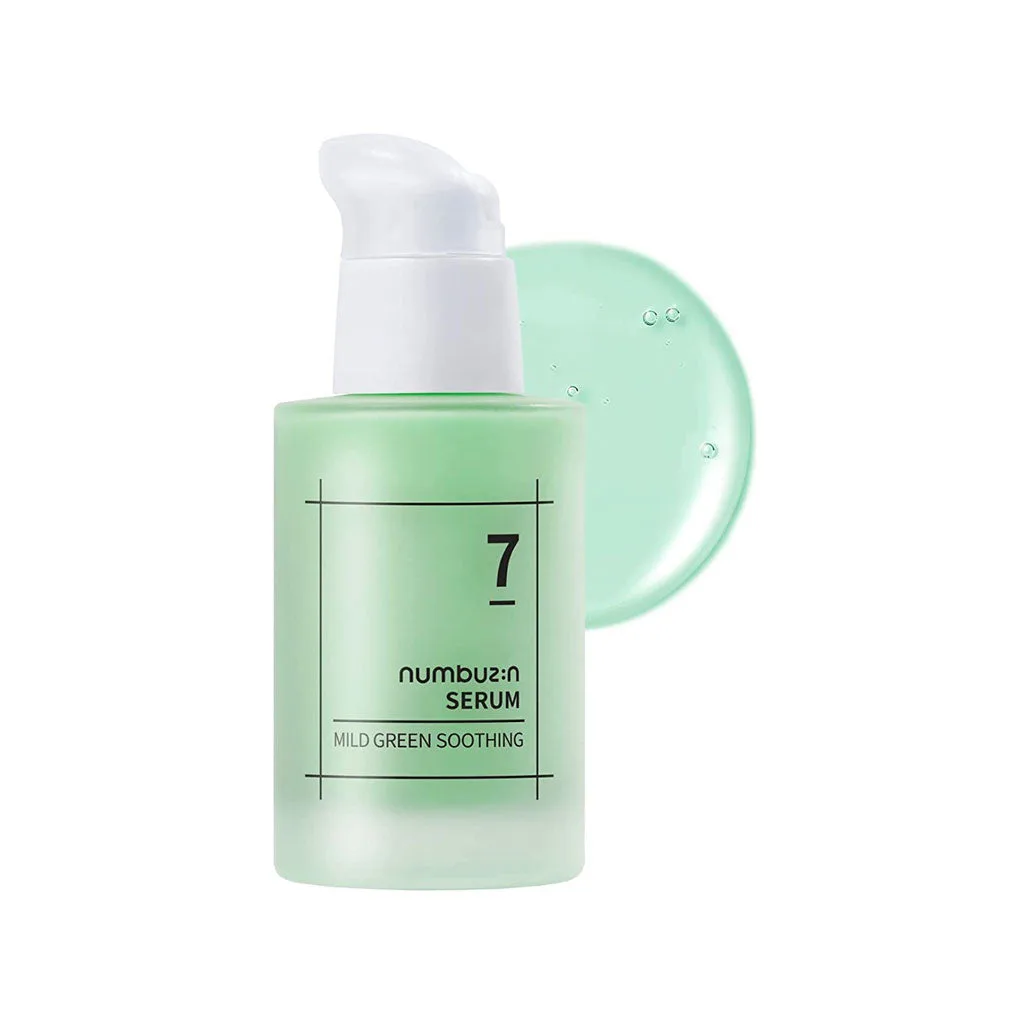 Numbuzin No. 7 Mild Green Soothing Serum bottle with green-tinted gel formula