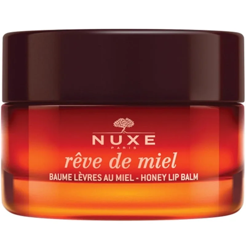 Nuxe Rêve de Miel Ultra-Comforting Lip Balm in glass jar with gold lid