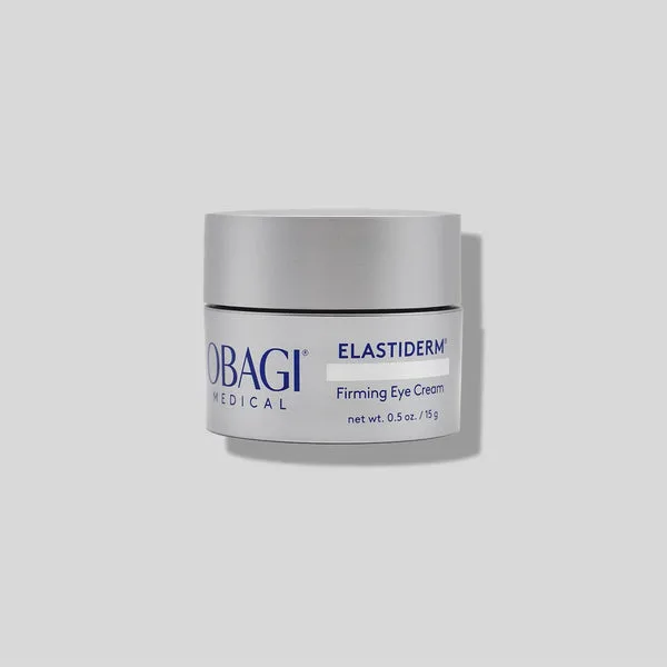 Obagi ELASTIderm Eye Cream white squeeze tube with blue and silver branding