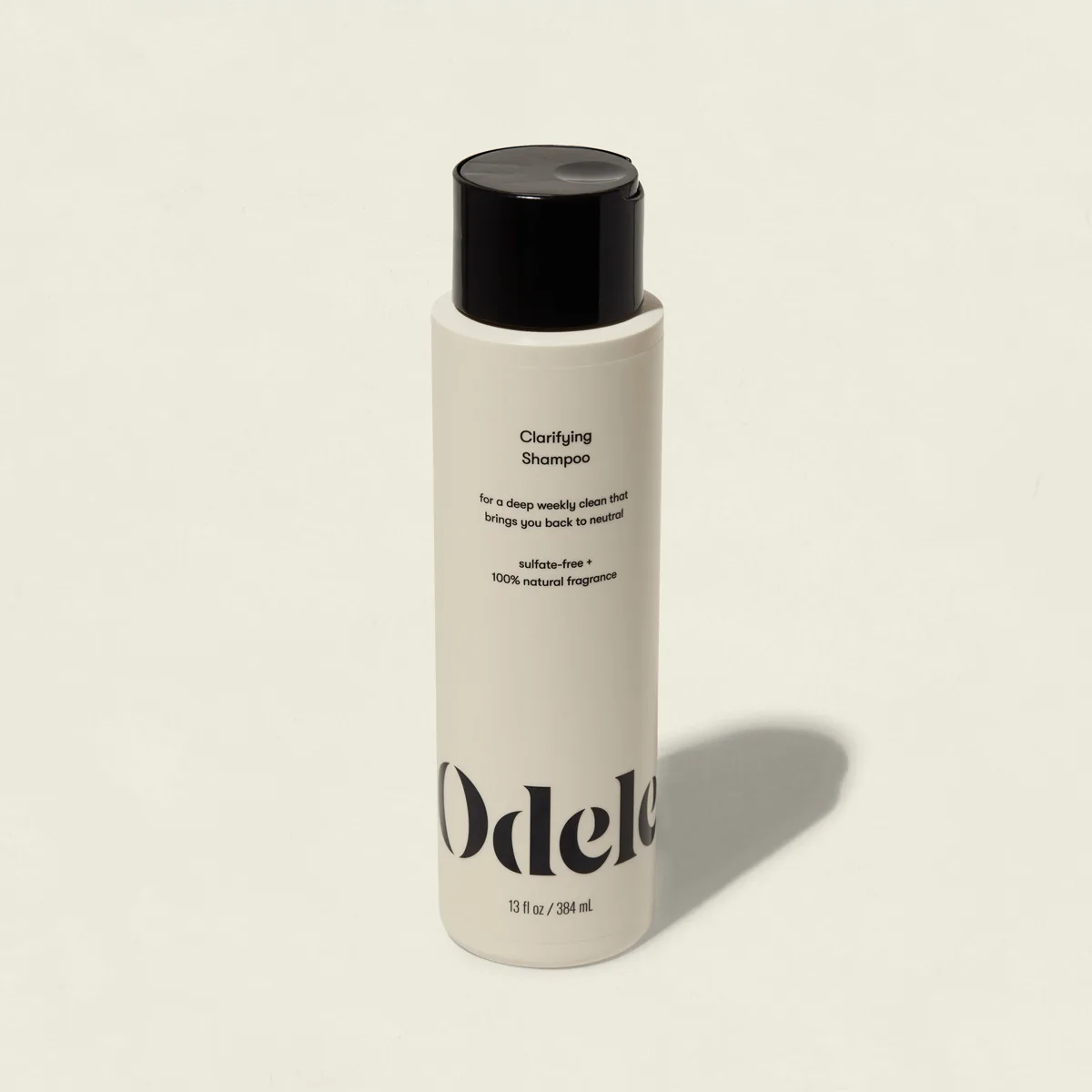 Odele Clarifying Shampoo in white minimalist bottle with pump dispenser