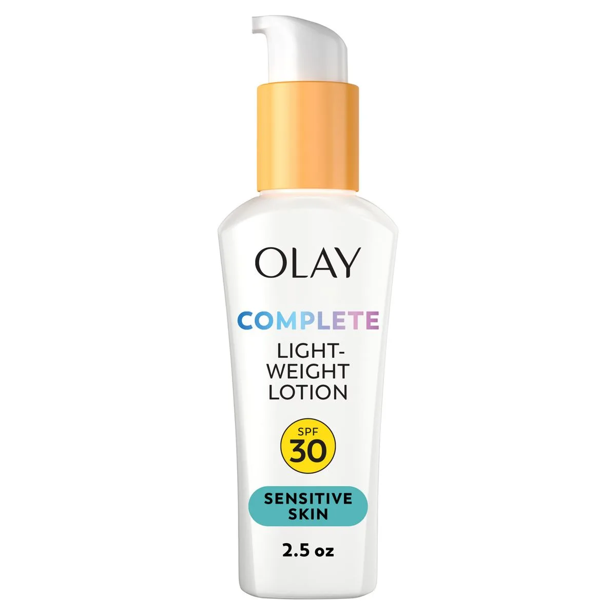 Olay Complete Daily Moisturizer SPF 30 Sensitive Skin, white squeeze tube with blue cap