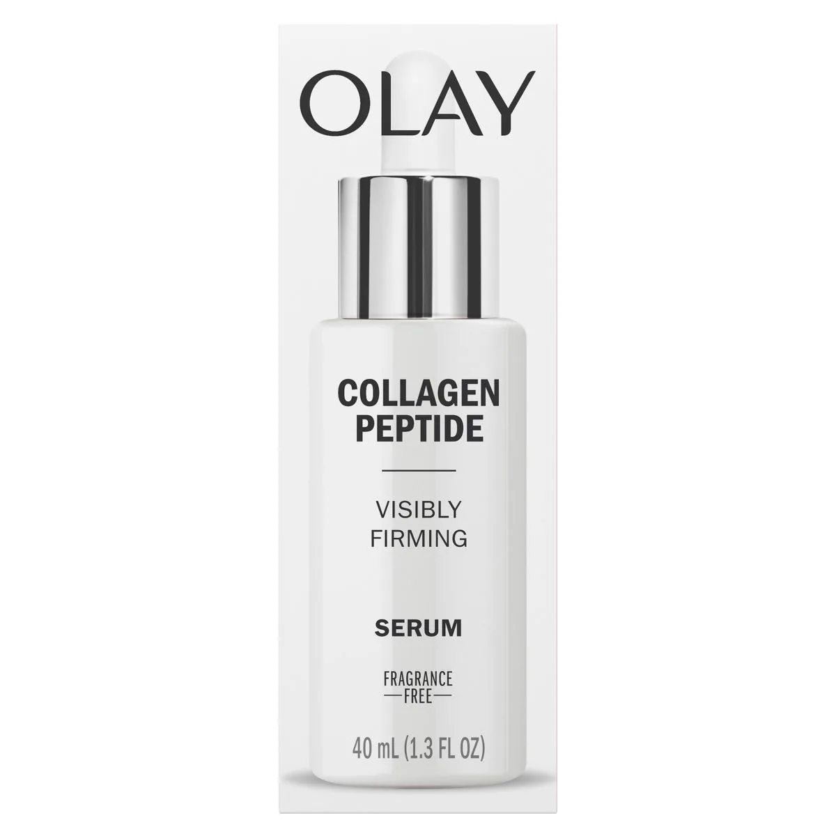 Olay Regenerist Collagen Peptide 24 Serum, red and gold bottle with dropper applicator