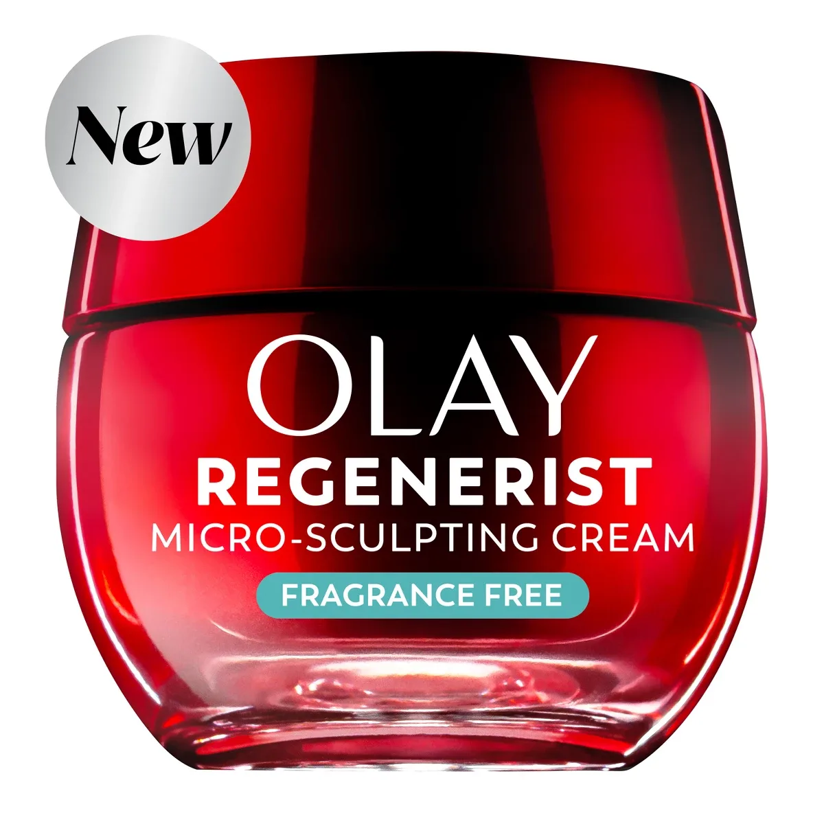 Olay Regenerist MAX Hydration Cream in signature red jar with screw-top lid
