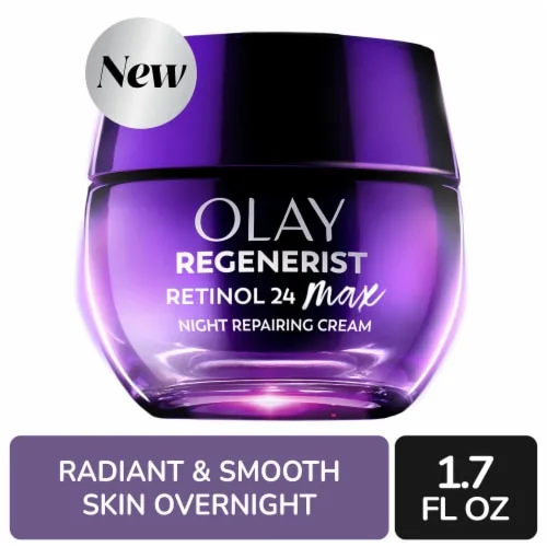 Olay Regenerist Retinol 24 MAX Night Moisturizer in opaque purple jar