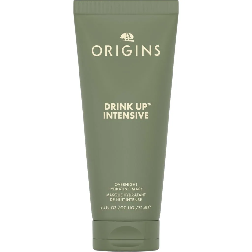 Origins Drink Up Intensive Overnight Hydrating Mask cream in a jar with green lid