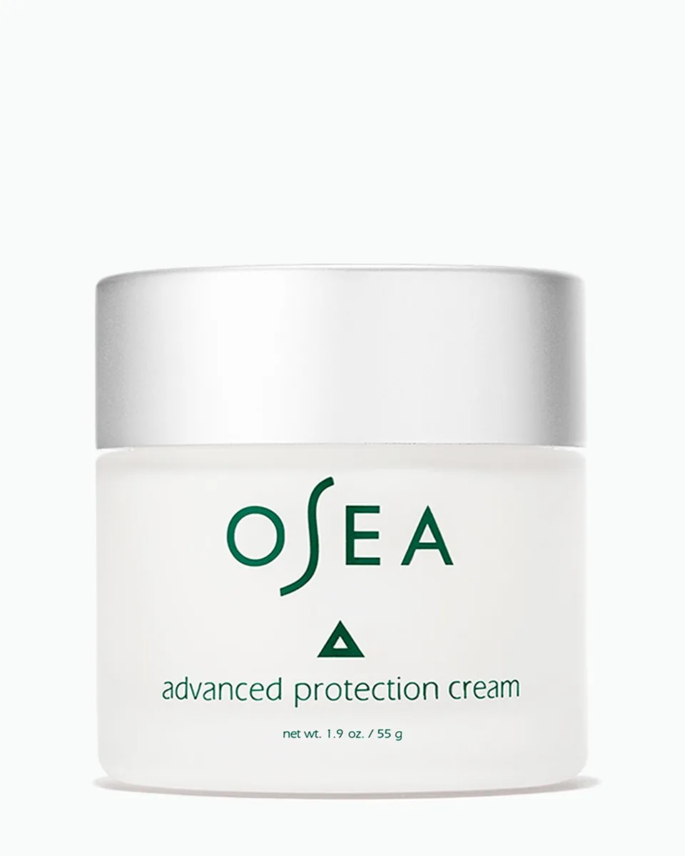 OSEA Advanced Protection Cream in glass jar with OSEA branding