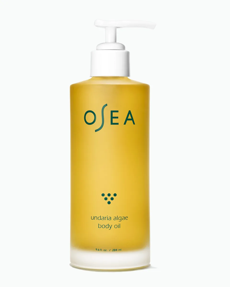 Osea Undaria Algae Body Oil in a glass bottle with pump dispenser