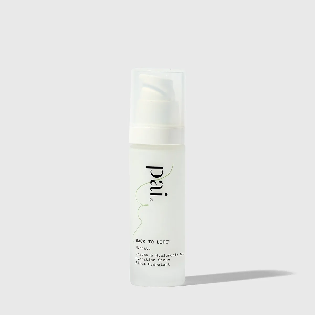 Pai Skincare Back to Life Hydration Serum in a glass bottle with pump dispenser