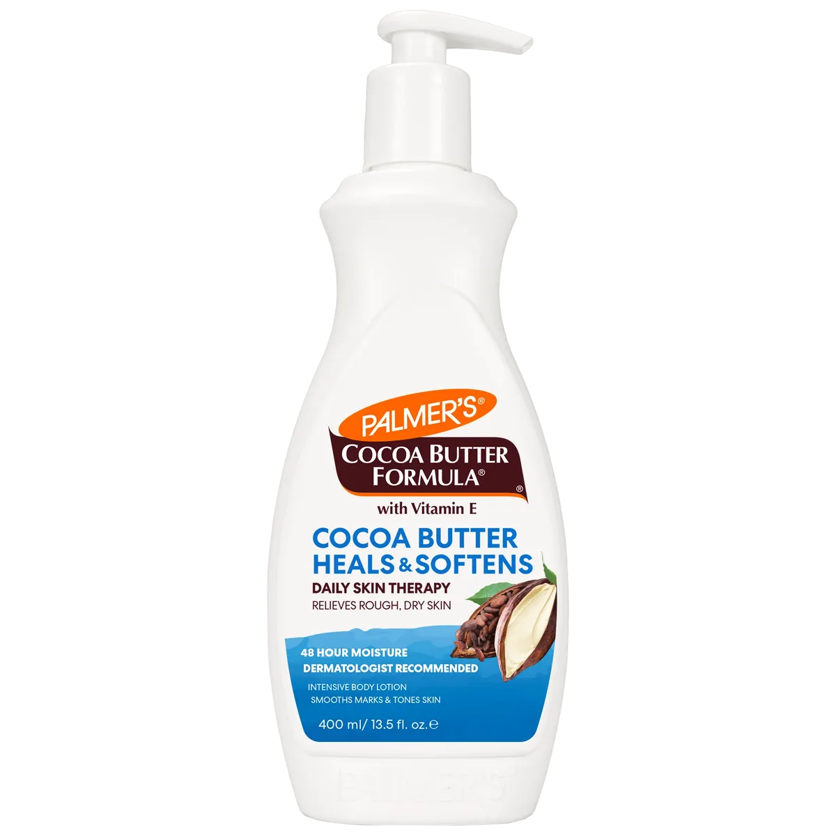 Palmer's Cocoa Butter Formula Daily Skin Therapy Body Lotion in a brown pump bottle with gold Palmer's branding