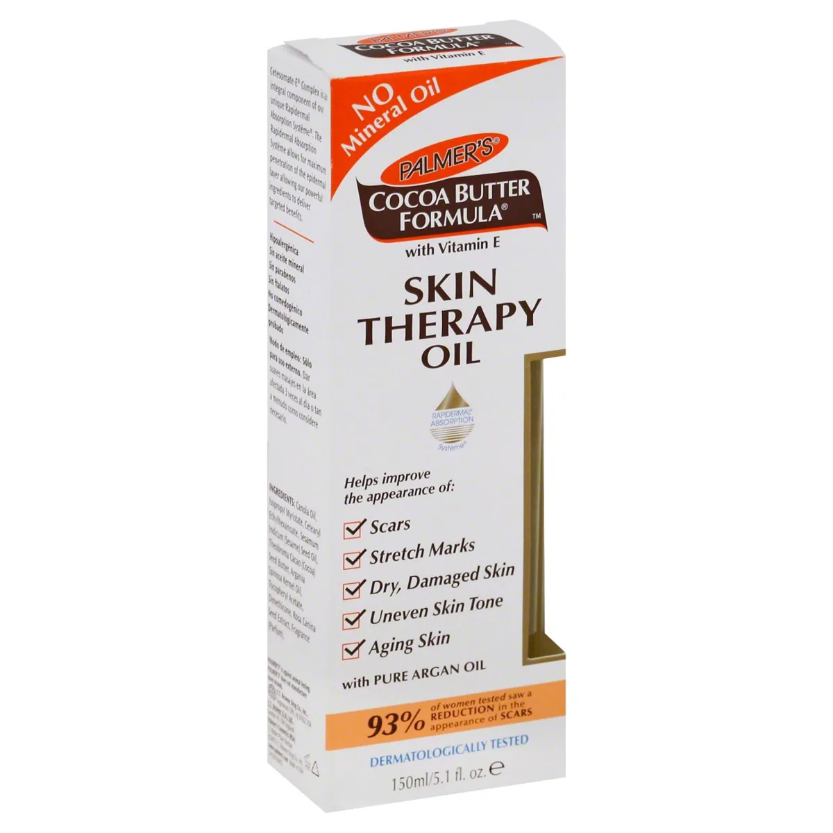 Palmer's Cocoa Butter Formula Skin Therapy Oil with pump dispenser in brown and gold bottle