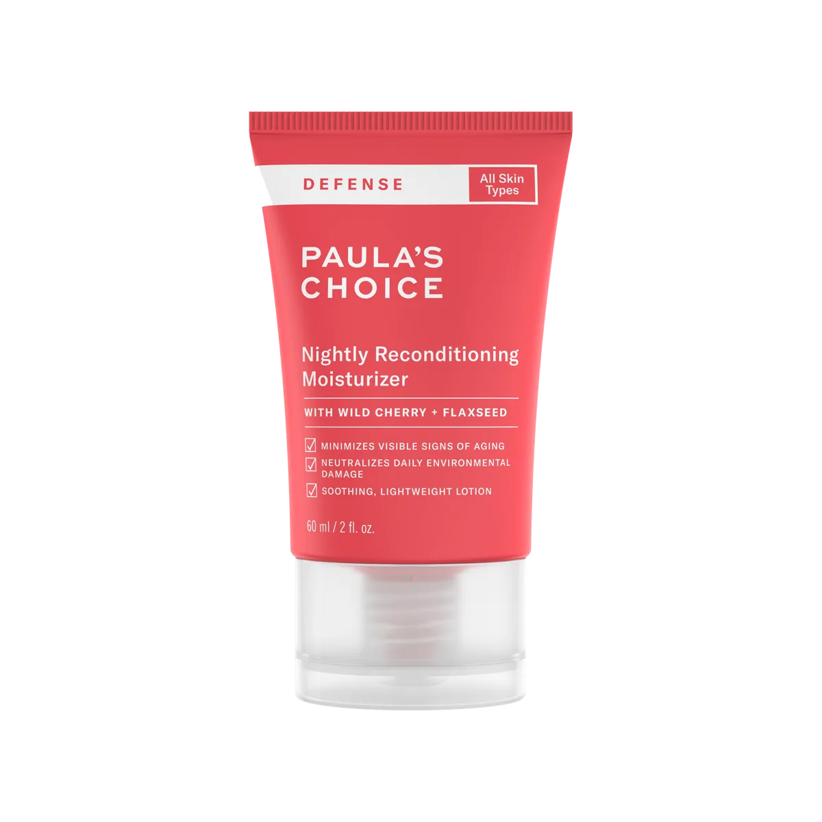 Paula's Choice Defense Nightly Reconditioning Moisturizer tube with green and white packaging