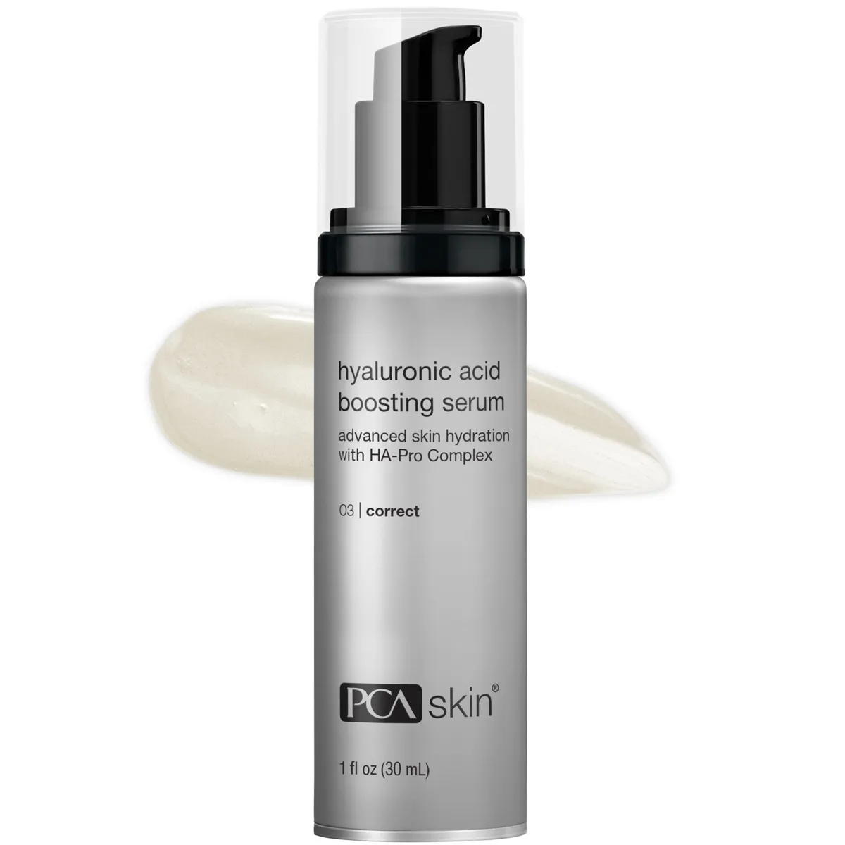 PCA Skin Hyaluronic Acid Boosting Serum in an airless pump bottle