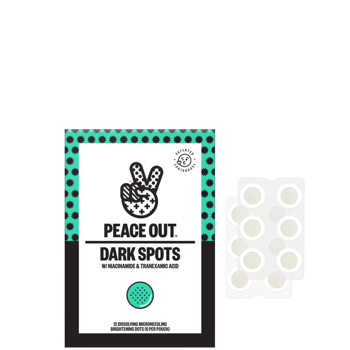 Peace Out Skincare Dark Spots Brightening Dots microneedling patch package