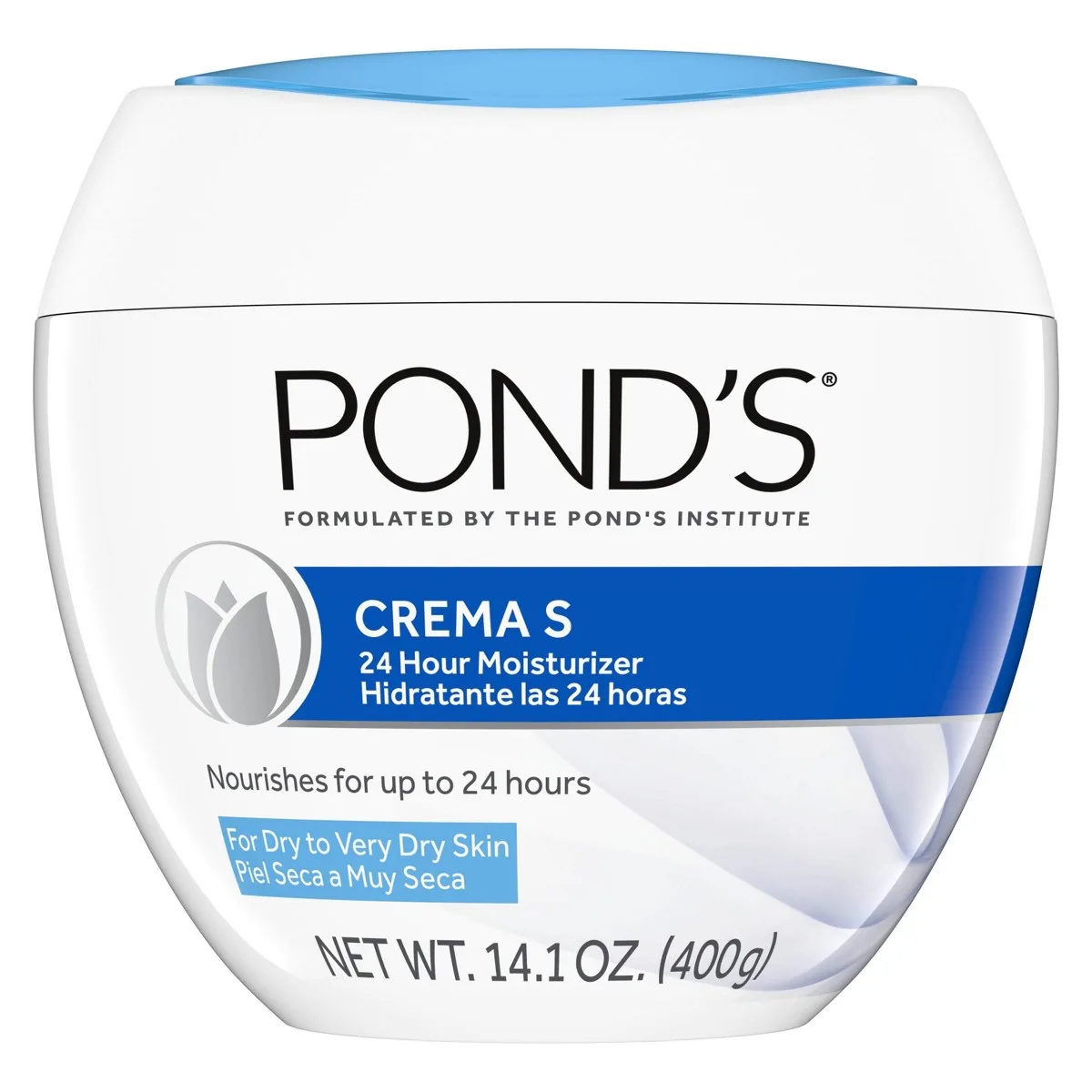 Pond's Crema S Nourishing Moisturizing Cream jar with green lid