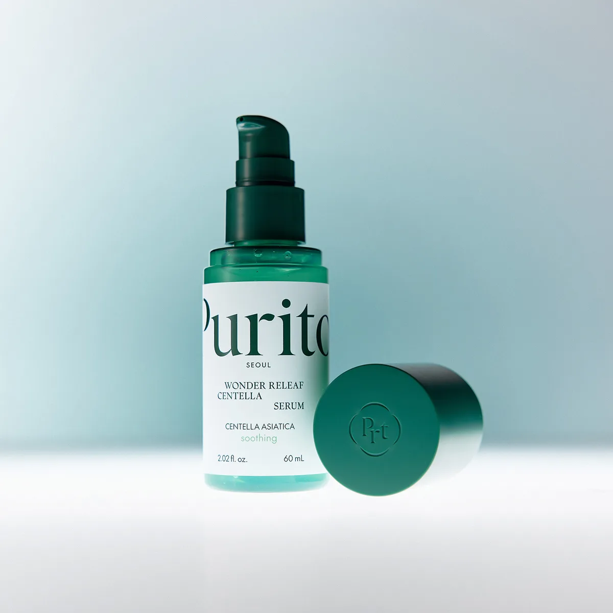 Purito Centella Green Level Buffet Serum bottle with green label and pump dispenser