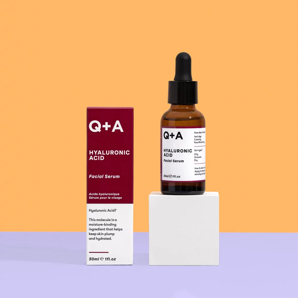 Q+A Skincare Hyaluronic Acid Facial Serum 30ml glass dropper bottle